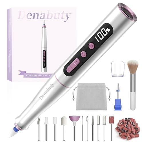 Denabuty Electric Nail Drill Cordless, 13 in 1 Nail File 35000RPM for Gel
