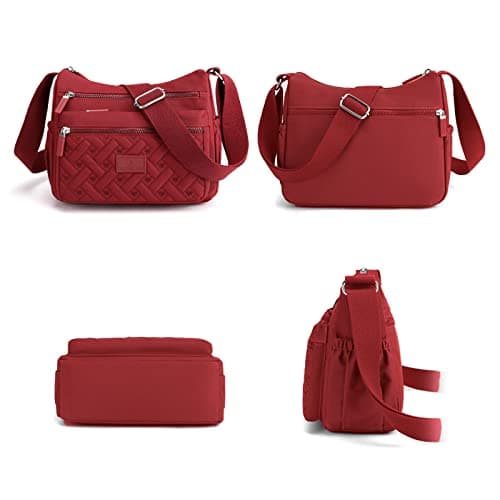 Milky Way Womens Multi Pocket Casual Crossbody Bag Waterproof Shoulder Messenger Bag Handbag for Daily Use Travel (burgundy) — view 5