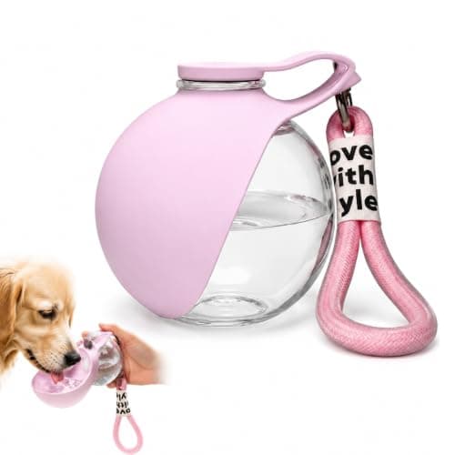 Dog Water Bottle, Portable Pink Plastic Pet Water Dispenser