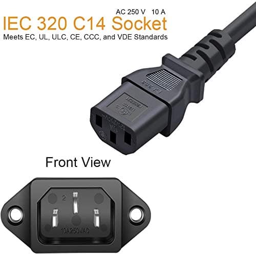 RUNCCI-YUN 10 Pack AC 250V 10A IEC 320 C14 Panel Mount Plug Adapter Power Connector Socket Black Screw Mount 3 Pins Inlet — view 2
