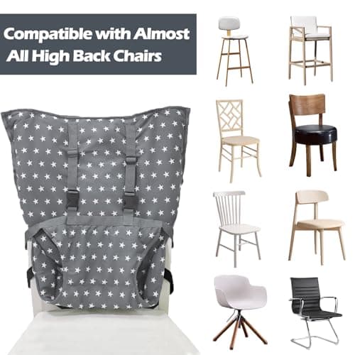 Portable Baby High Safely Seat Harness for Toddler Infant High Chair Fixed and Fallproof Baby Travel Essential High Booster Seat with Adjustable Straps Shoulder Belt Travel High Chair for Toddlers 1-3 — view 5