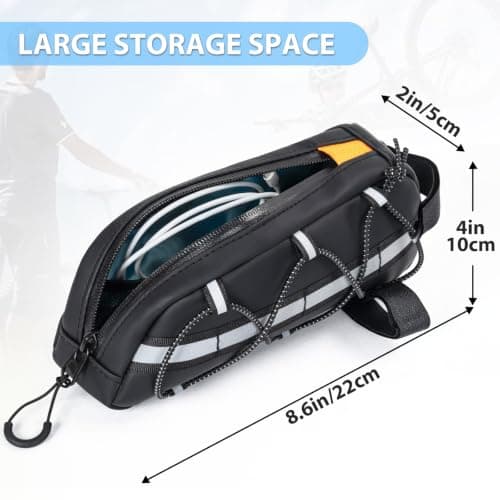 FREEAMG Bike Frame Bag, 1.2L Bicycle Top Tube Bag with Reflective Strips — view 2