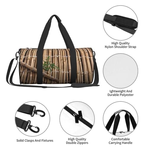 Large Bamboo Raft Travel Duffel Bag Sports Gym Bag, Lightweight Overnight Weekender Bag With Shoes Compartment Yoga Gym Sports Bag For Men Women — view 4