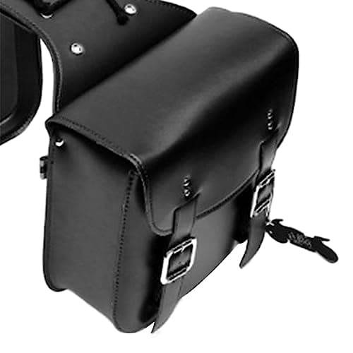 Ronyme Motorcycle Saddlebags, Tool Bag Panniers Universal Large Capacity PU Leather Side Saddle Bags Motorcycle Luggage Bag Quick Access, Black — view 2