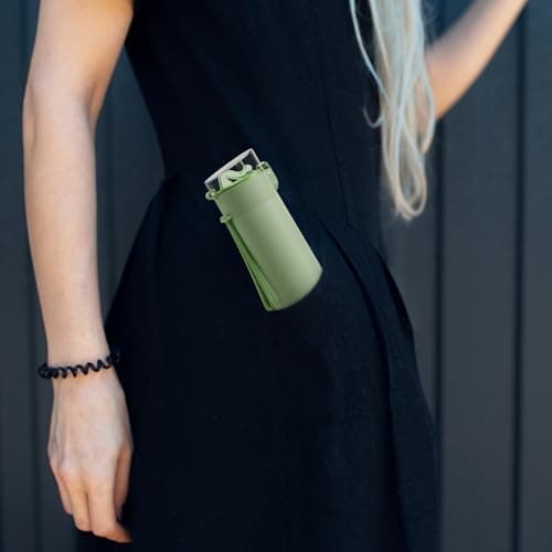 Exllena Small Water Bottle 270ml with Straw – Small Flask with One-Hand Open Design, Leak-Proof Locking Lid, 4-6 Hours Hot/Cold Retention and Portable for Coffee, Milk, or Any Beverage(Mint) — view 6