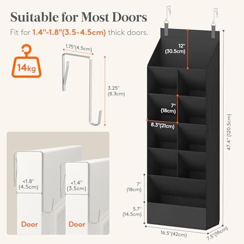 Lifewit 6 Tier Over the Door Shoe Organiser Hanging Rack Holder, Black — view 2