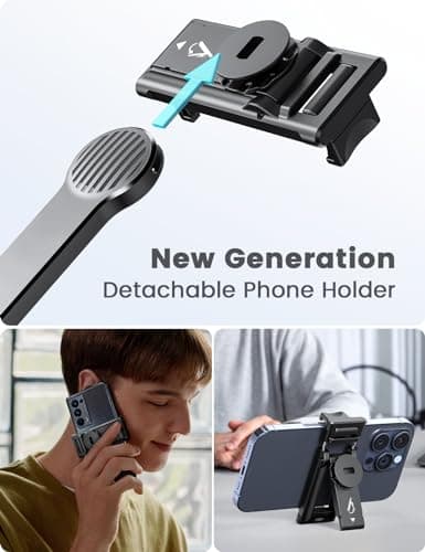 Selfie Stick with Light [Detachable Phone Holder], 41.7" Extendable Phone Tripod with Remote, 360° Rotatable Tripod Stand For iPhone, Samsung, and Android Smartphones (selfie stick with light) — view 3