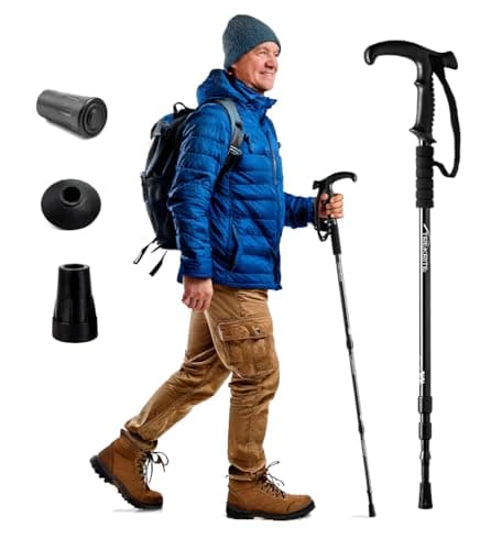 Trekrite Telescopic Walking/Hiking/Trekking Pole/Stick - Anti Shock T Handle Comfortable Unisex Suits all Ages (Single / 1pc) - UK Based Company