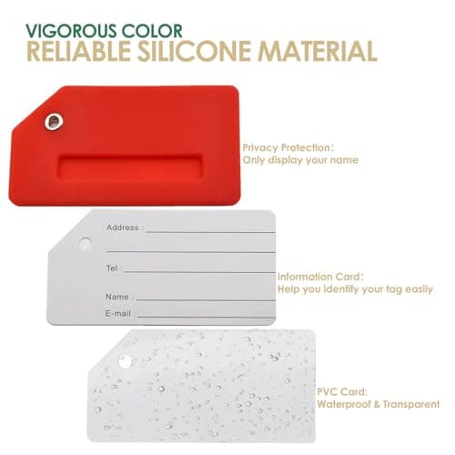 8 Pack Silicone Luggage Tag, Stainless Loop Name ID Card for Suitcases, Airplane TSA Approved Privacy Protection Travel Tags, Quick Spot Baggage Bag Identifier, Cruises Essentials Multicolor — view 4