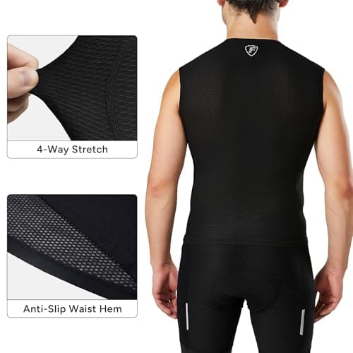 FDX Cool Mesh Base Layer Sleeveless - Men, Women Summer Cycling Vest - Ultralight, Breathable, Anti-Odour Bicycle Skins Tops - Under-Shirts for Running, Gym, Workout Training (Black+White,PO2-M) — view 4