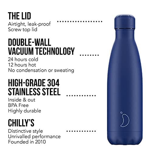 Chilly's Original Water Bottle - Matte - All Blue - 500ml — view 3