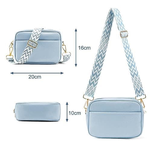 TIAASTAP Crossbody Bags for Women - Leather Handbags & Shoulder Bags Ladies Camera Cross Body Bag with Adjustable Wide Strap and Chain for Travel Shopping Work (Blue) — view 6
