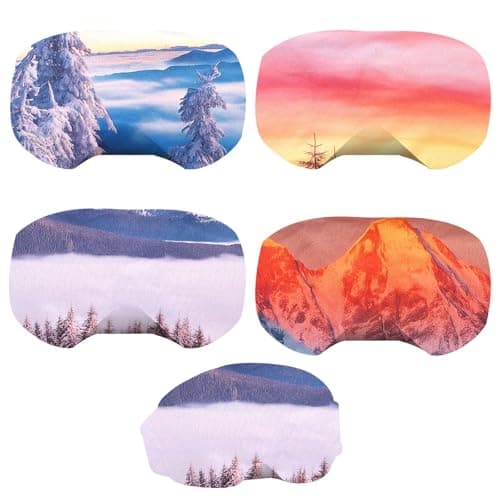Sinbana 4pcs Ski Snowboard Goggle Cover Sleeves, 4 Sunset Patterns Polyester Ski Goggle Lens Cover Protectors for Adults Kids Travel Storage Accessories Scratch-Resistant & Dust-Resistant
