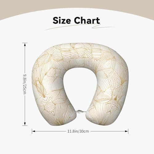 AUGUSTRUSH Memory Foam Neck Pillow - Travel Pillow With Adjustable Clasp, Removable Washable Cover For Airplane Office Car, Ergonomic Support Comfortable U-Shaped Pillow, Rose Gold Print — view 4
