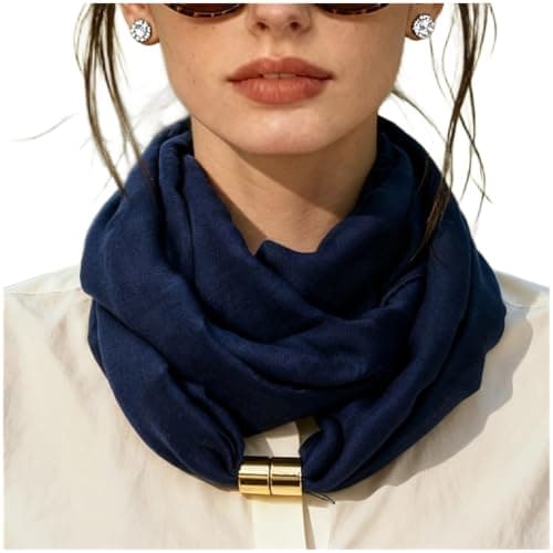 2 Pack Women Lightweight Scarf Solid Color Magnetic Neck Wrap Shawl