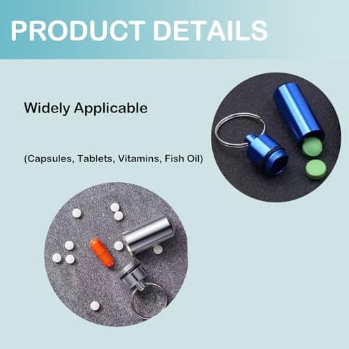 Verazquy 4Pcs Waterproof Aluminum Pill Box, Small Metal Pack Keyring Portable Travel Tablet Mini Box Container Keychain Pill Holder Organizer Pocket Case Small Travel Case with Container for Outdoor — view 4