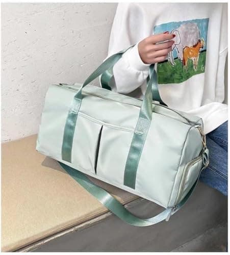 Travel Duffel Bag with Shoe Compartment – Water-Resistant, Lightweight Gym Tote for Men and Women, Ideal for Sports, Weekend Trips, and Workouts (Light Green) — view 4