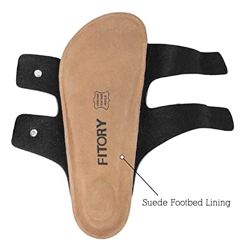 FITORY Men's Sandals, Cork Footbed Slip On Slides Matte Black Size 7.5 — view 4