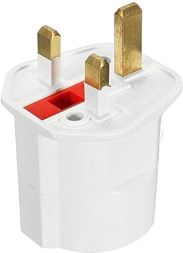 Shuko SCHUKO European 2 Pin to UK 3 Pin AC Mains UK Visitor Travel Power Plug Adaptor Converter WHITE - SINGLE — view 5