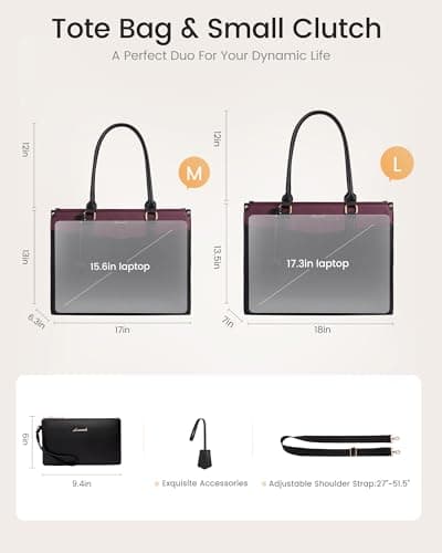 LOVEVOOK Laptop Handbags for Women, 15.6 Inch PU Leather Work Tote Bags — view 5