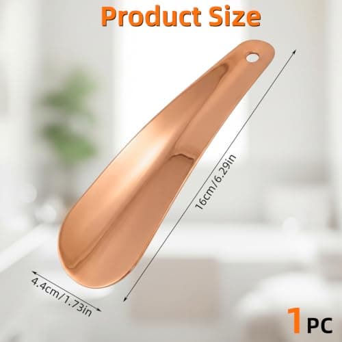 ACKKOR Rose Gold Metal Shoe Horn Small 16cm for Travel and Daily Shoes Use — view 2