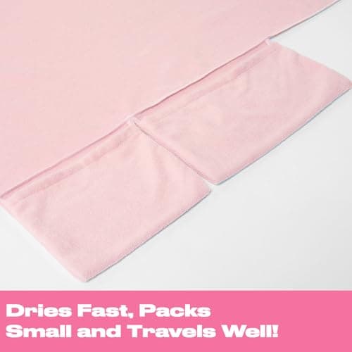 Brentfords Beach Towel in a Bag, Soft Quick-Dry Fabric Lightweight Easy Storage Large Beach Towel with Pockets For Travel Poolside or Beach Days, 75 x 215cm - Blush — view 6
