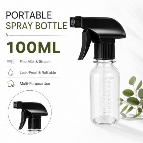 Lafefe Spray Bottle 100ml PET Mist Spray Bottle, Adjustable Mist & Stream Water Spray Bottle with Measuring Scale, Leakproof Trigger Sprayer for Hair, Plants, Cleaning, Travel - Clear — view 2