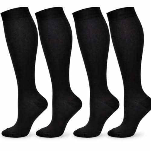 Compression Flight Socks for Men & Women Graduated 10mmHg Support Anti-Swelling Travel Socks for Flights, Work & Daily Wear Boost Circulation, Reduce Fatigue & Prevent DVT Sizes 8–13 (XXL Black)