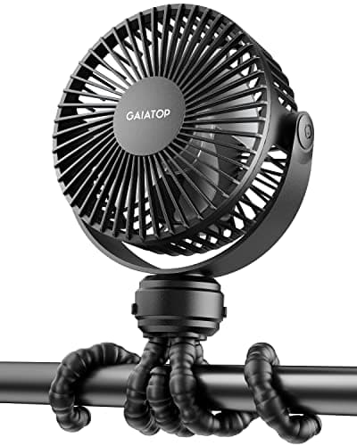 gaiatop Mini Portable Stroller Fan, Small Clip on Fan 3 Speed Rechargeable