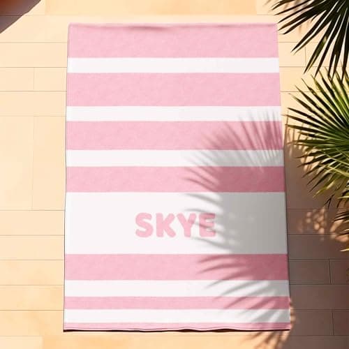 Print Maniacs Custom Personalised Beach Towel Microfibre Large Quick Dry Lightweight Stripe Design Sand Free Travel Holiday Pool Gym Spa Swimming Towels Name Gift — view 6