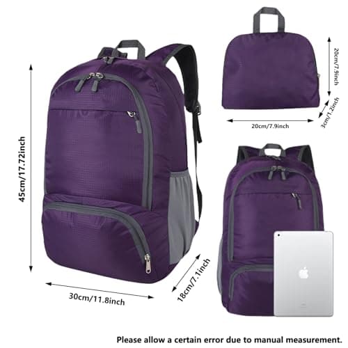 FENGZIZH Foldable Lightweight Travel Backpack, 30L Waterproof Rucksack — view 2