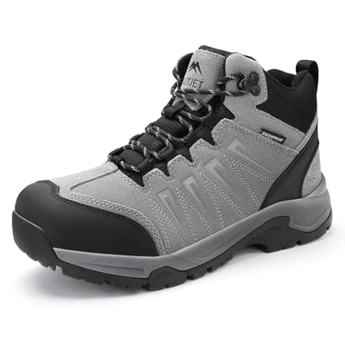 OUTJET Men's Waterproof Walking & Hiking Boots Lightweight, Grey