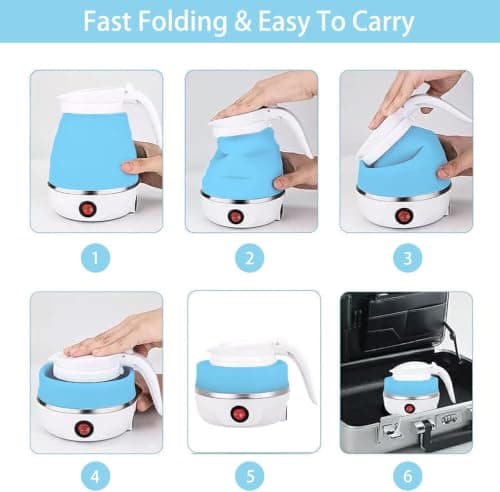 Collapsible Travel Kettle To Take On Holiday | Foldable Camping Kettle, Fast Boiling, Silicone Material | Compact Mini for Backpacking, Hotels, & Outdoors — view 5