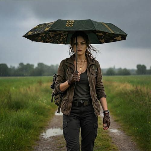 Funkstar Hardware® Compact folding umbrella | Camofunk design | Windproof 8-rib fiberglass | Auto open & close | Waterproof | Fits in a bag | Novelty gift — view 3