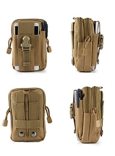 ZhaoCo Multi-Purpose Poly Tool Holder, Tactical Molle EDC Pouch Utility Gadget Belt Waist Bag with Cell Phone Holster for Sports Hiking Camping - Khaki — view 3