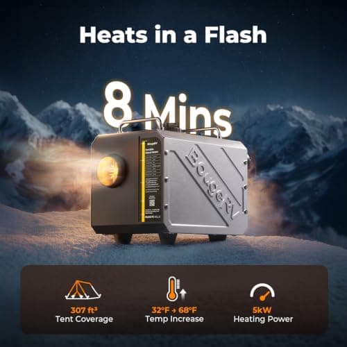 BougeRV 5KW Portable Diesel Heater 12V 220V, App Control 8-Min Tent Heating — view 2