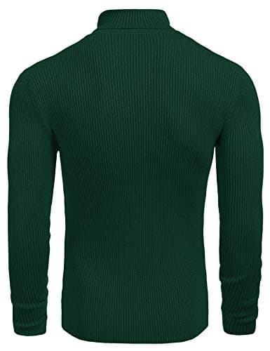 COOFANDY Men's Jumpers Turtleneck Knitted Winter Pullover Sweaters Green S — view 5