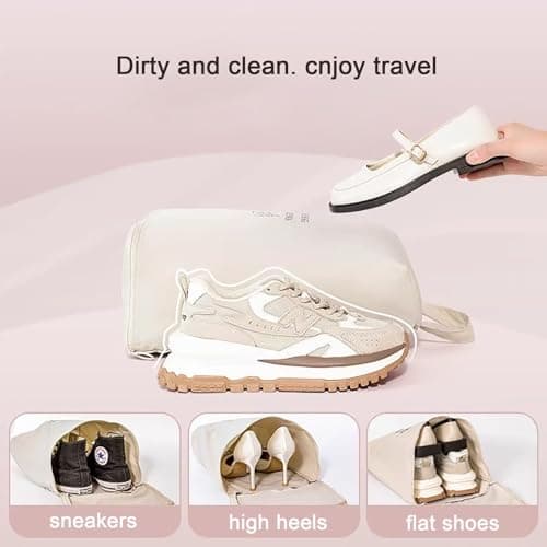 2 Pack Travel & Home Shoe Storage Bags - Sealed, Waterproof, Breathable, Odor-Free for Shoe Organizing, Pink, Travel — view 5
