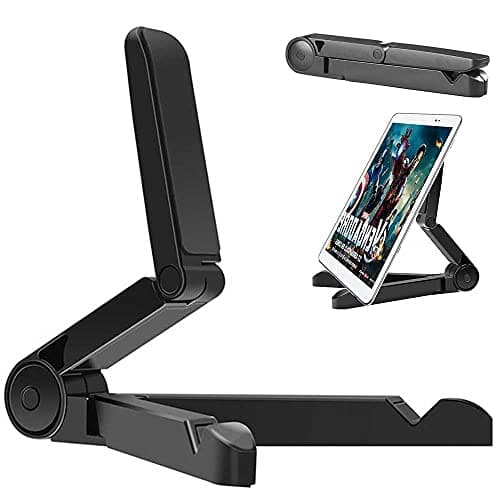 VOVIGGOL Tablet Stands and Holders Adjustable, Portable Tablet Stand Holder for iPad, Samsung Galaxy and Kindle Fire Tablets, Desktop Mobile Phone Stand for iPhone 16 15 Pro Max (Black)