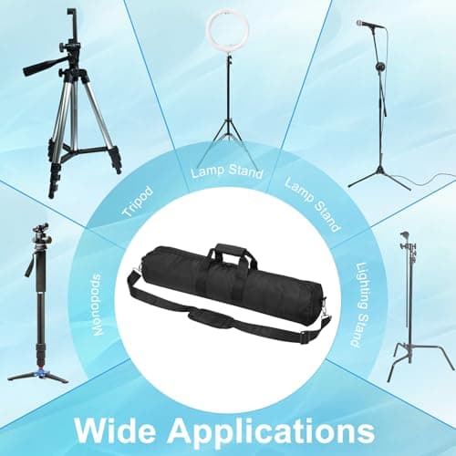 PATIKIL Tripod Carrying Case, 23.6" x 5.1" Heavy Duty Nylon Padded Tripod Bag with Adjustable Shoulder Straps and Handles for Light Stands Umbrellas tripods mic Speaker Stand, Black — view 5