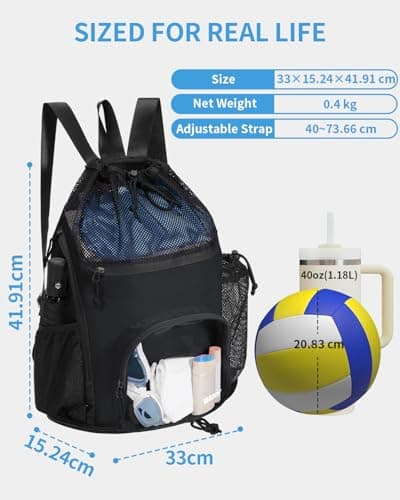 WANDF Drawstring Swim Bag, Sandproof Mesh with Wet and Dry Compartments (Black) — view 6
