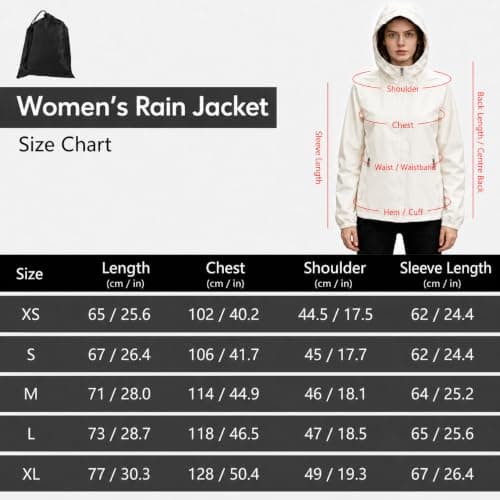 Innfttwo Lightweight Rain Jackets Womens ladies Waterproof Jackets with Hood Packable Raincoat Women for Running Cycling Hiking (UK, Alpha, XL, Regular, Regular, Beige) — view 2