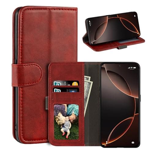 UOGNADGD Faux Leather Flip Case for ZTE Telstra 5G Hotspot 2 - Red