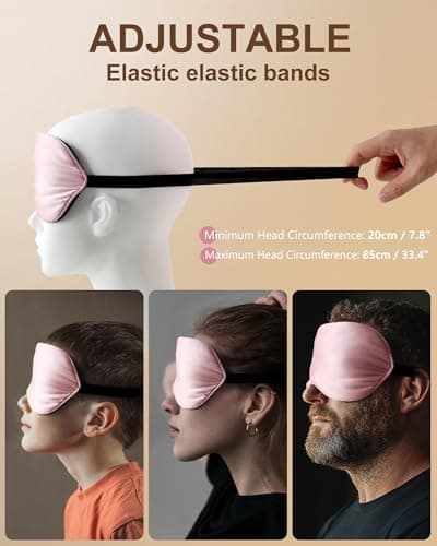 Aosun Silk Sleep Mask, 22-Momme 100% Pure Mulberry Silk Light-Blocking Eye Mask with Adjustable Strap, Hypoallergenic, Gifts for Women and Men（Pink） — view 6