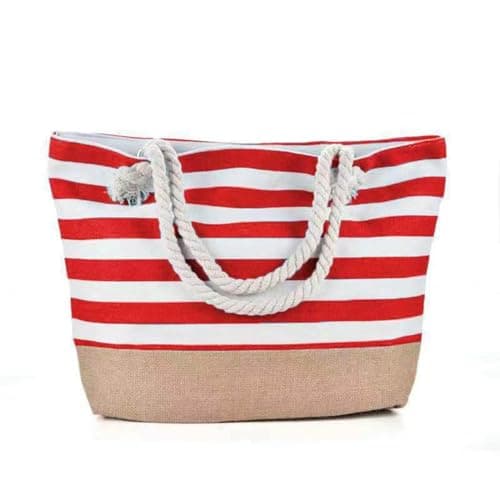 Waterproof Beach Bag,Beach Bags for Women with Zipper,Summer Tote Bags Canvas Stripe Travel Bag Reusable Shopping Shoulder Handbags for Pool Gym Picnic Holiday Essentials — view 4