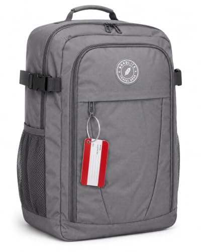 Bordlite Ryanair Cabin Backpack 40x30x20cm Underseat Bag, Personal Item Hand Luggage with Front Compartment, Compression Straps - Included Luggage Tag, Grey