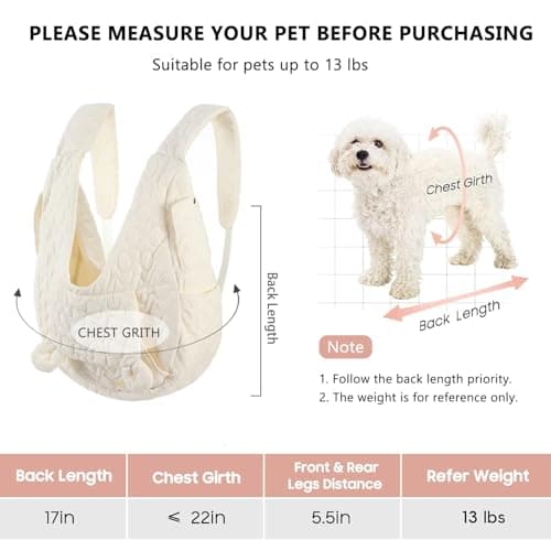 TWOOKTY Pet Carrier Backpack, Adjustable Pet Front Cat Dog Carrier Backpack Travel Bag for Traveling Hiking Camping for Small Medium Dogs Cats Puppies Up to 13lbs Beige — view 2