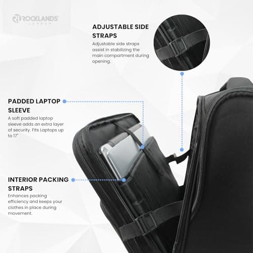 Rocklands® Rolling Laptop Bag 2 Wheel Laptop Bag Wheeled Briefcase Business Office Trolley Case Travel Cabin Bag - 8609 — view 2