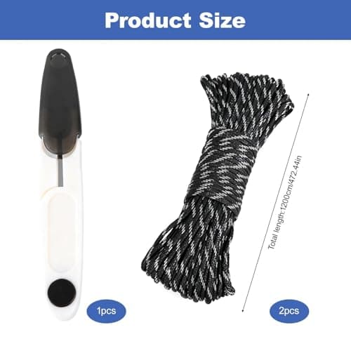 24M Black Paracord 4mm with U-Shaped Scissors for Camping — view 2