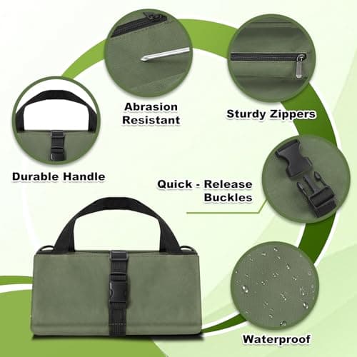 MORROWIND Roll up Tool Bag, Heavy Duty Portable Tool Organizer with Waterproof Oxford Cloth and Zipper Pouch, Rollable Carrying Storage for Mechanics Electricians and Repairmen, Green — view 5